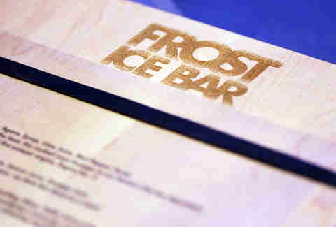 Drink menu at Frost Ice Bar
