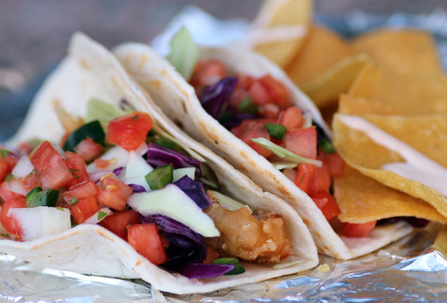 Roll up on fish tacos & fried poblano rings