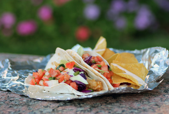 Roll up on fish tacos & fried poblano rings