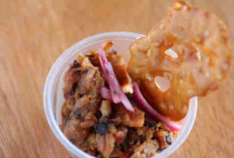 Smoked pork at the Bacon Takedown at Lincoln Hall