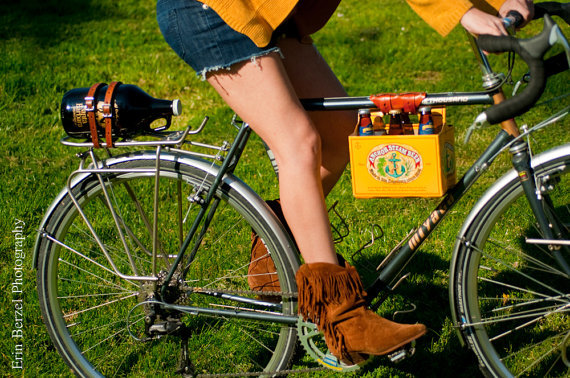 A beer carrier that attaches to your bike frame