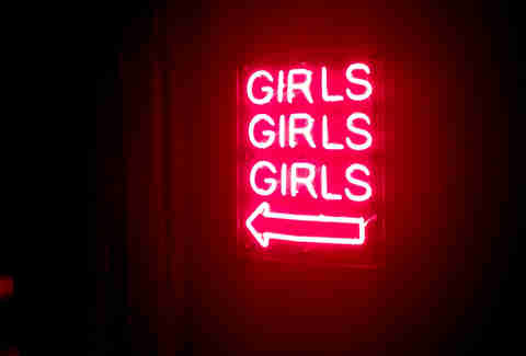 A neon sign in the red light district of Scores Atlantic City