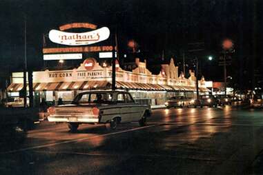 Nathan's Famous in Coney Island, New York is the first true hot dog shop in the world.