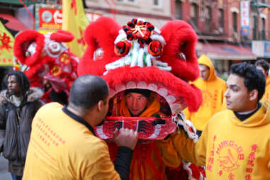 Dragon celebration during Tet, Chinese Lunar New Year, in Chinatown, New York City