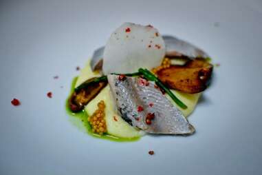 Hering, potato and horseradish purée at Rollin Restaurant Berlin