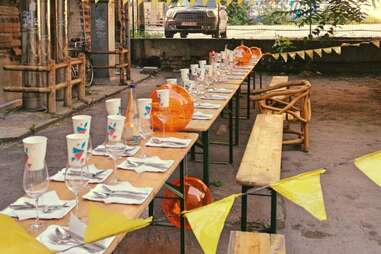Long communal table at Speisenklub Berlin