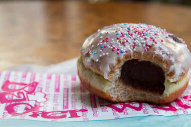 Chocolate Pfannkuchen donut at Bäcker Walf Berlin