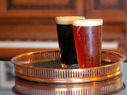 Two beers on a tray