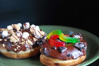 Legendary Donuts oreo and gummy worm doughnut