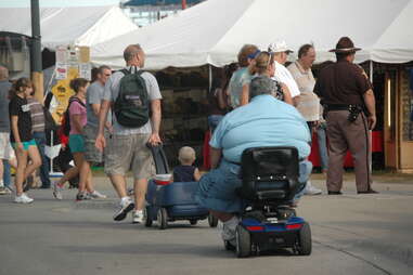 Fat dude on mobility scooter