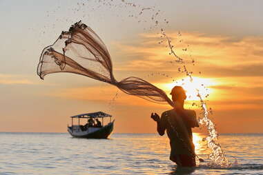 man fishing