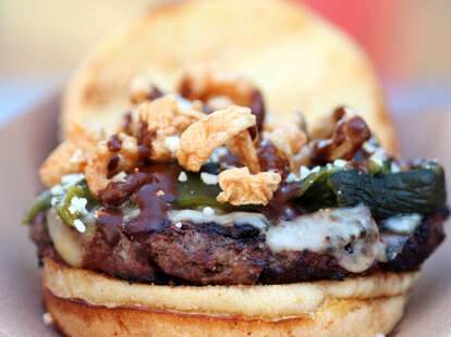 Unholy Mole burger at Fischman's Wagyu Wagon in Portage park