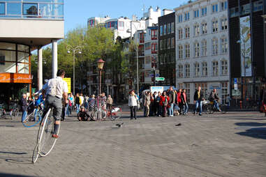 some guy on a penny farthing