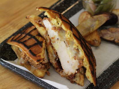 chicken and waffle grilled cheese