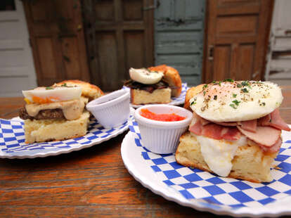 Biscuit sandwiches at bang bang pie shop in logan square