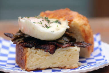 Biscuit sandwich at bang bang pie shop in logan square