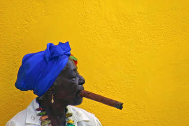 woman in cuba smoking cigar