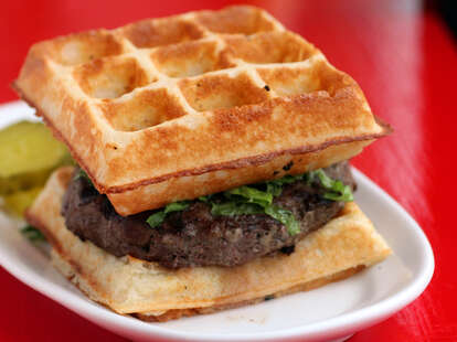 Waffle Burger At On The Bun in Lakeview