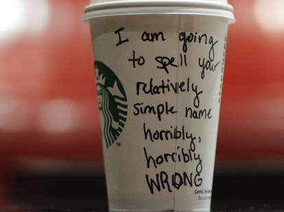 Starbucks misspelled coffee cup