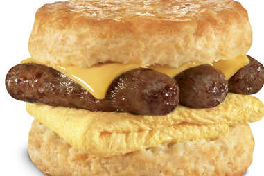 maple sausage, egg and cheese biscuit, Hardee's, Carl's Jr.