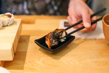 nigiri with chopsticks