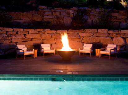 fire pit by the pool