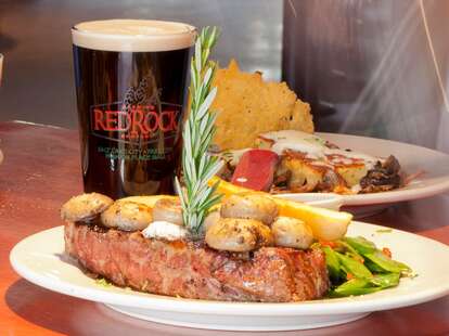 Red rock beer and steak