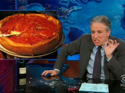 Jon Stewart Chicago deep dish pizza