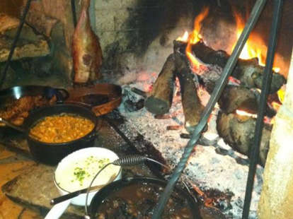 fireplace with food