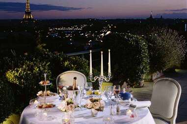 dinner, Eiffel Tower, Le Meurice hotel