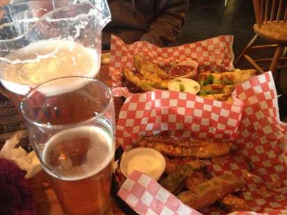 Beer and loaded potato skins