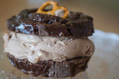 Chocolate Pretzel/Nutella Doughnut Ice Cream Sandwich