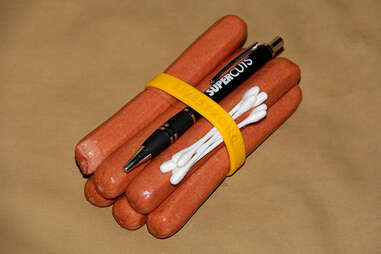 hot dog pen q tip holder