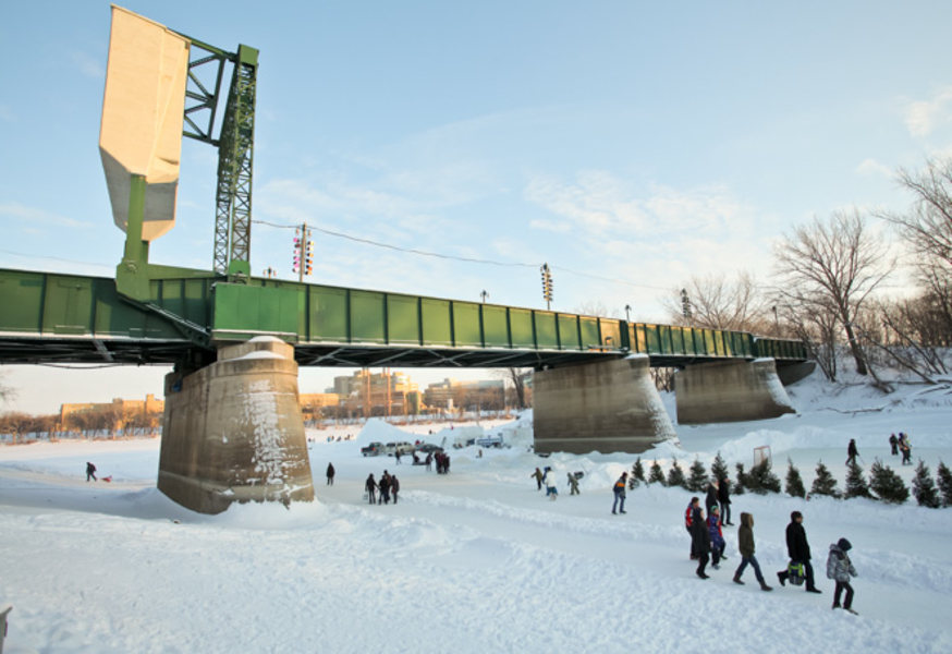 Raw Almond Restaurants on the Frozen Red and Assiniboine Rivers in