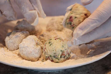 mashed potato balls in flour