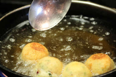 frying mashed potato balls