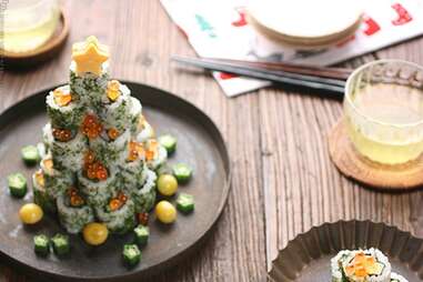 Christmas tree sushi