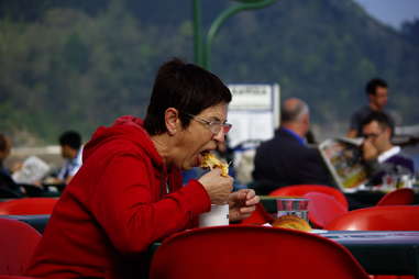 old woman eating