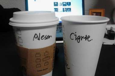 Misspelled Starbucks Allison and Cherie