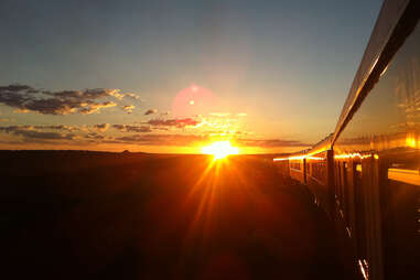 sunset along the safari train