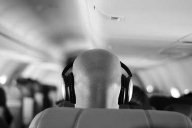 headphones on an airplane