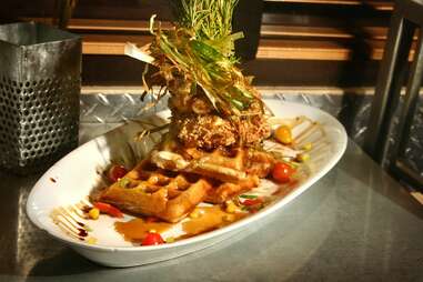 Andy’s Sage Fried Chicken & Bacon Waffle Tower Best Hangover Cures SD