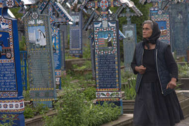 babushka in cemetery