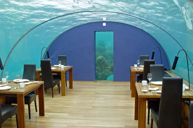 Dining room encased underwater