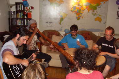 Jamming at the youth hostel