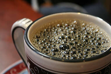 Cup of black coffee closeup