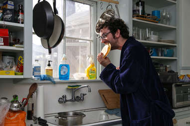 eating over the sink