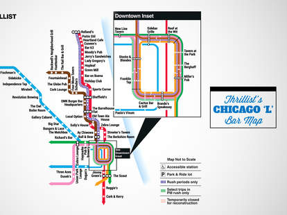 Chicago Bar Map Is The Best Not Made By Cta Thrillist Map Of The L In Chicago