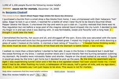 Amazon review of Dave's Ghost Pepper Naga Jolokia Hot Sauce