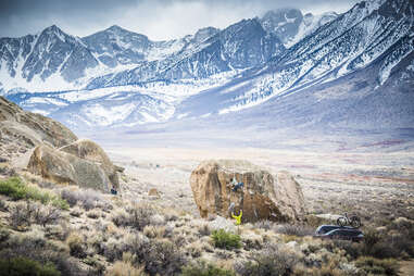 Rock climbing in the snow